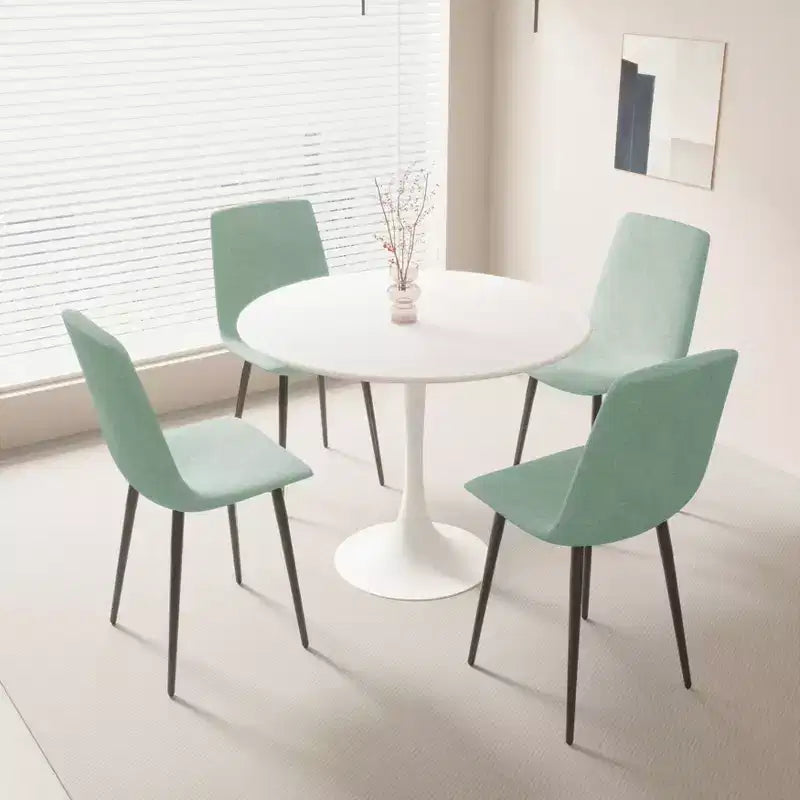Table à manger ronde blanche de 31,5 pouces, table de salle à manger et de cuisine Tulip 2-4 personnes avec plateau en MDF et pied central