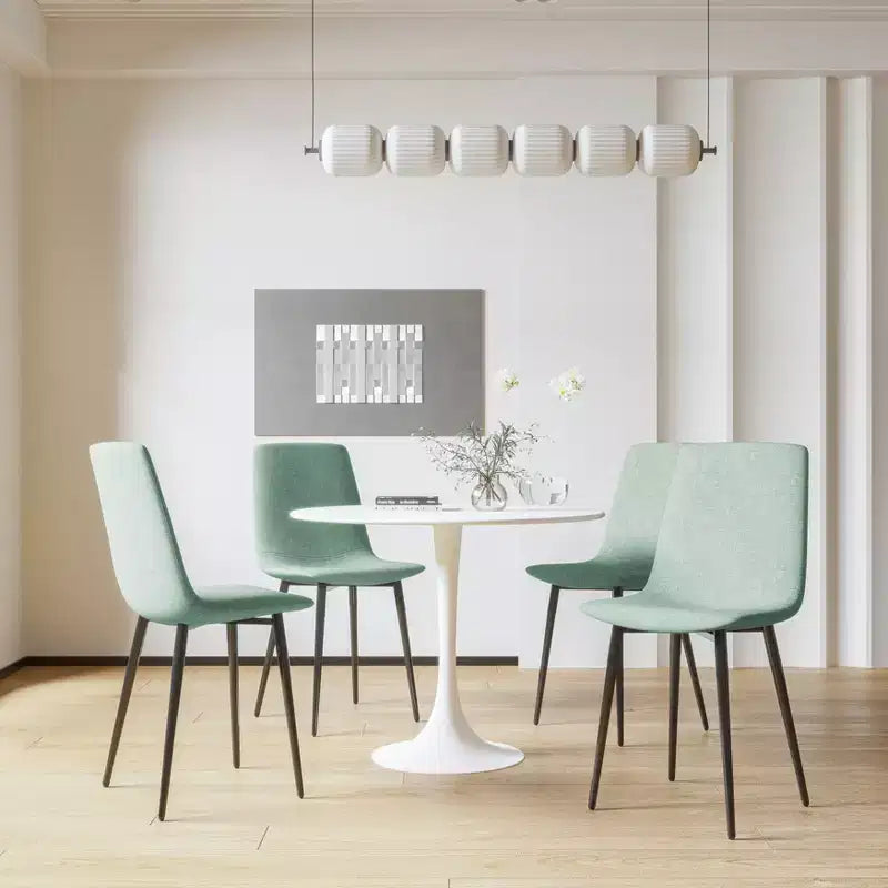 Table à manger ronde blanche de 31,5 pouces, table de salle à manger et de cuisine Tulip 2-4 personnes avec plateau en MDF et pied central