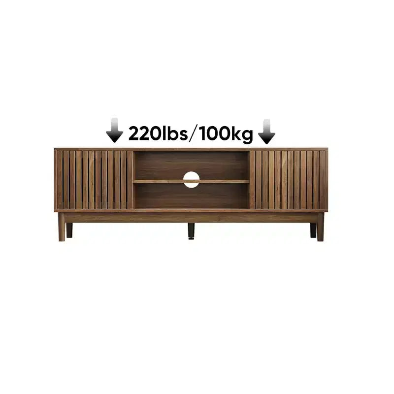 Meuble TV moderne en bois 55 pouces Rajesh avec étagères ouvertes et trou passe-câbles