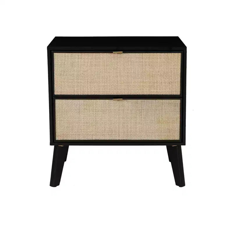 Table de chevet à 2 tiroirs Chancery Black and Cane