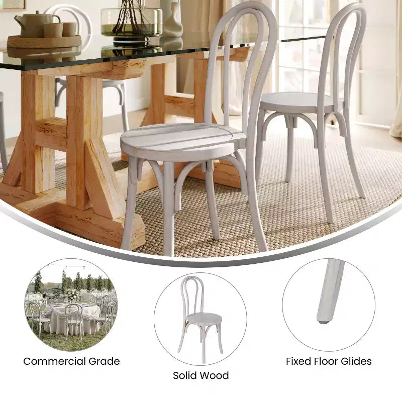Chaise de salle à manger empilable en bois massif style Thonet