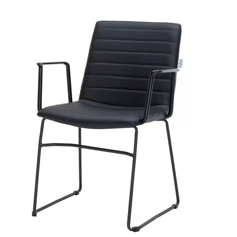 Fauteuil de bureau ergonomique rembourré en cuir/polyester avec structure en acier inoxydable thermolaqué, assise et dossier rembourrés