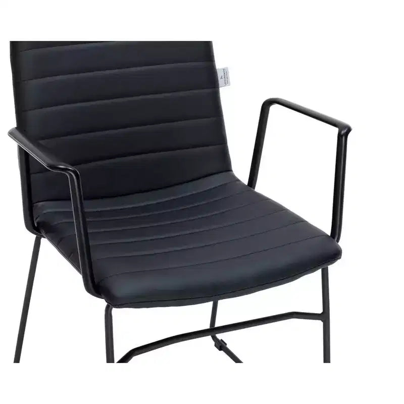 Fauteuil de bureau ergonomique rembourré en cuir/polyester avec structure en acier inoxydable thermolaqué, assise et dossier rembourrés