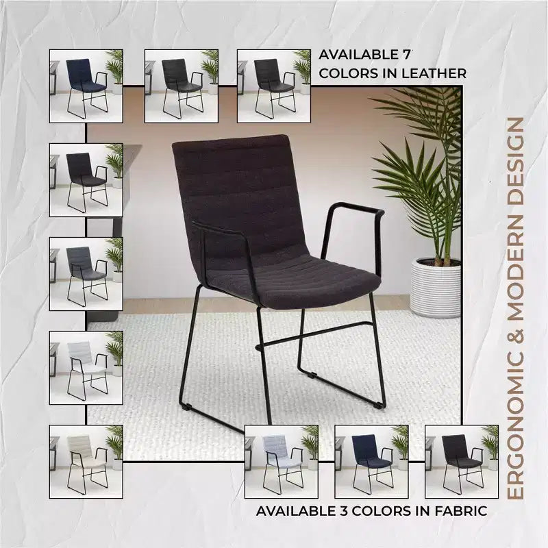 Fauteuil de bureau ergonomique rembourré en cuir/polyester avec structure en acier inoxydable thermolaqué, assise et dossier rembourrés
