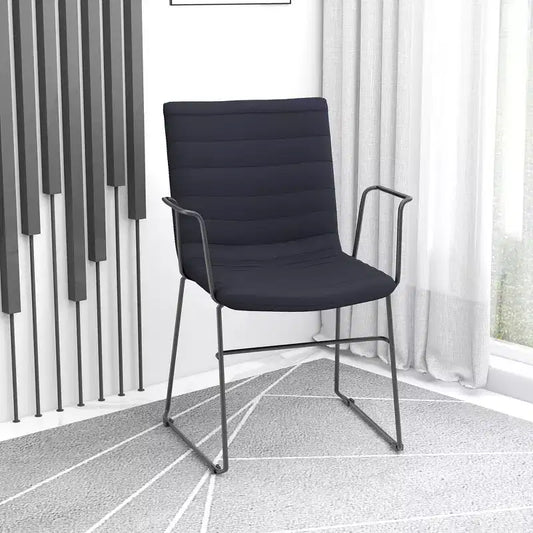 Fauteuil de bureau ergonomique rembourré en cuir/polyester avec structure en acier inoxydable thermolaqué, assise et dossier rembourrés