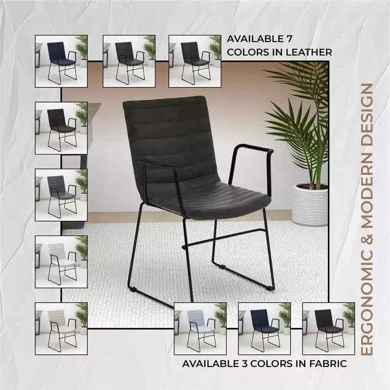 Fauteuil de bureau ergonomique rembourré en cuir/polyester avec structure en acier inoxydable thermolaqué, assise et dossier rembourrés