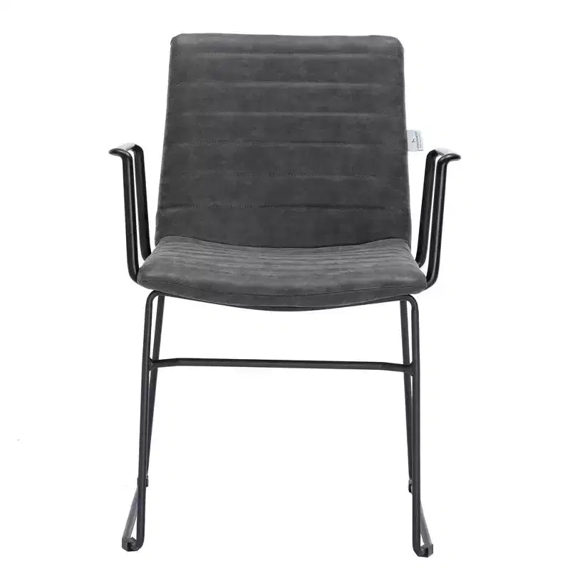 Fauteuil de bureau ergonomique rembourré en cuir/polyester avec structure en acier inoxydable thermolaqué, assise et dossier rembourrés