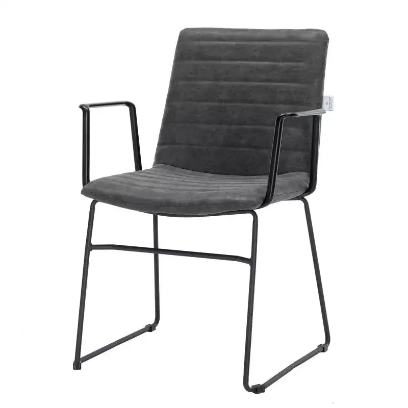 Fauteuil de bureau ergonomique rembourré en cuir/polyester avec structure en acier inoxydable thermolaqué, assise et dossier rembourrés