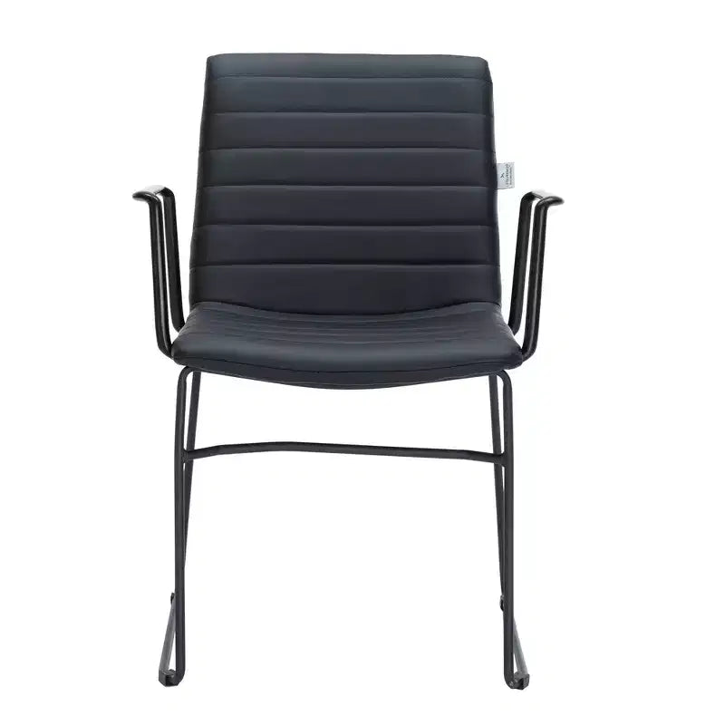 Fauteuil de bureau ergonomique rembourré en cuir/polyester avec structure en acier inoxydable thermolaqué, assise et dossier rembourrés
