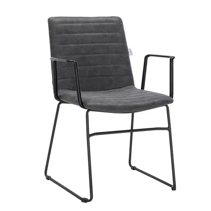 Fauteuil de bureau ergonomique rembourré en cuir/polyester avec structure en acier inoxydable thermolaqué, assise et dossier rembourrés