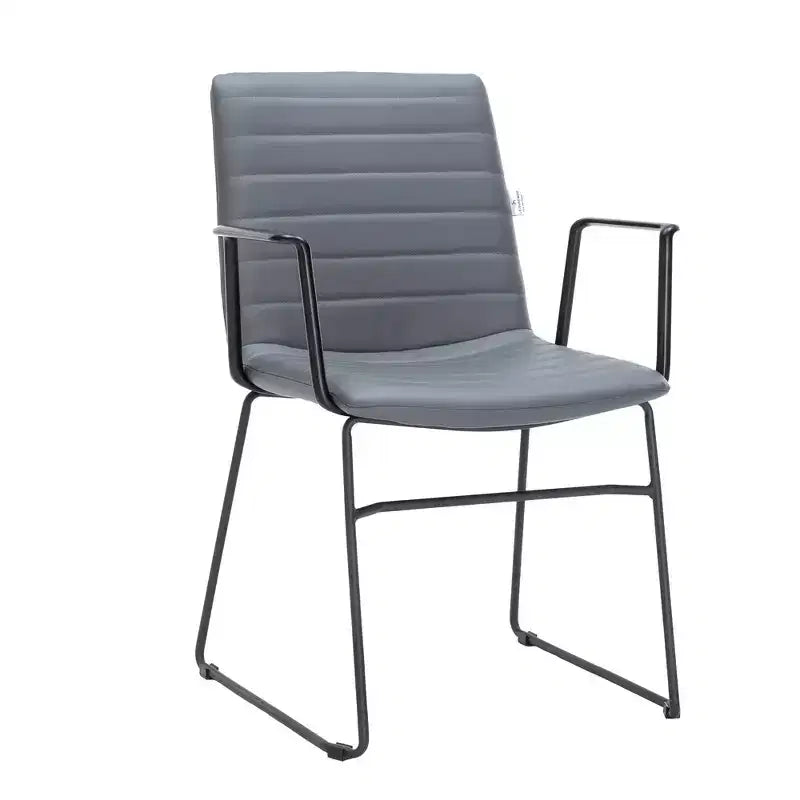 Fauteuil de bureau ergonomique rembourré en cuir/polyester avec structure en acier inoxydable thermolaqué, assise et dossier rembourrés