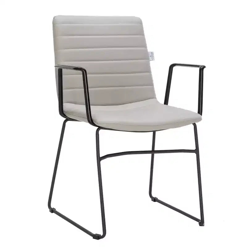 Fauteuil de bureau ergonomique rembourré en cuir/polyester avec structure en acier inoxydable thermolaqué, assise et dossier rembourrés