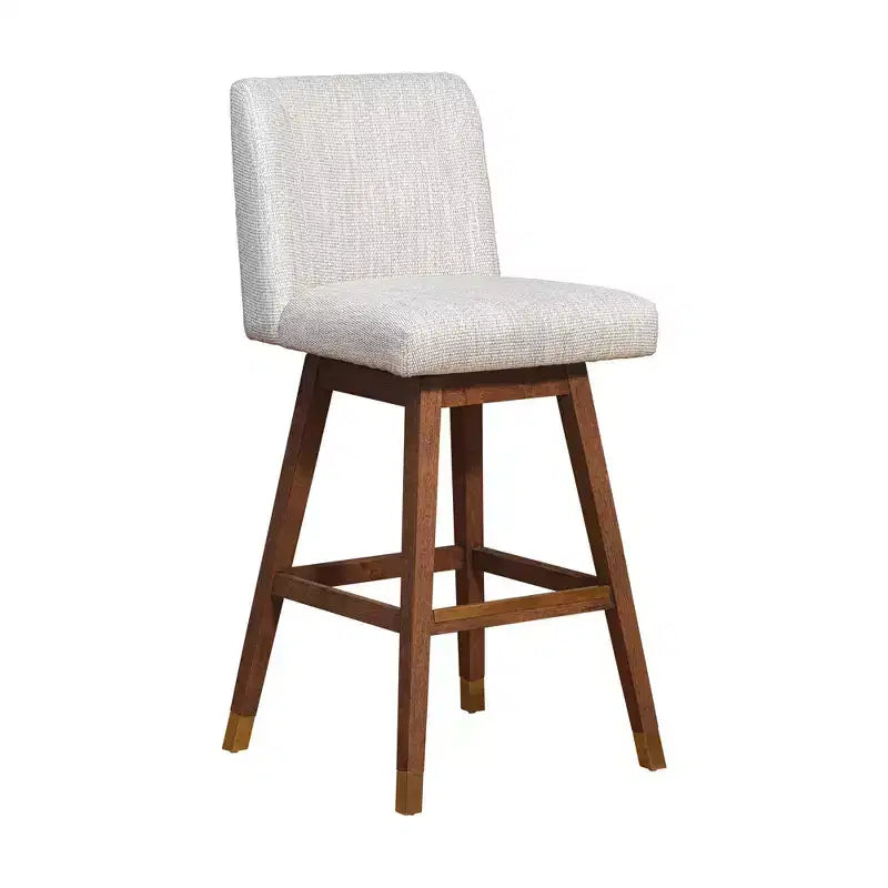Armen Living Basila Wood Finish with Fabric Swivel Barstool