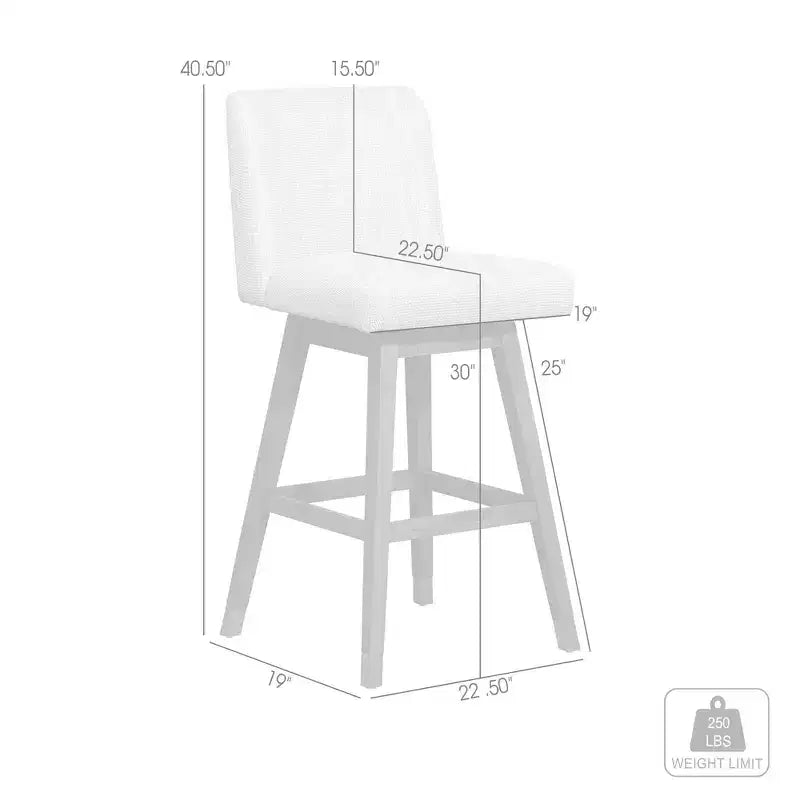 Tabouret de bar pivotant Basila en bois avec finition en tissu