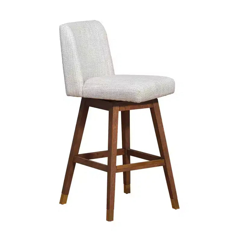 Tabouret de bar pivotant Basila en bois avec finition en tissu