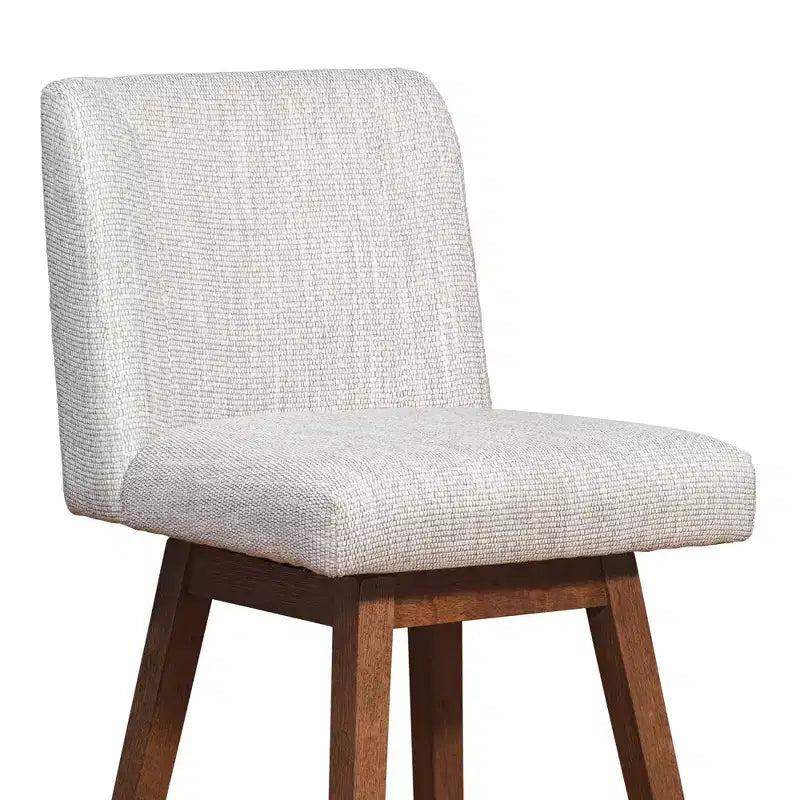 Tabouret de bar pivotant Basila en bois avec finition en tissu