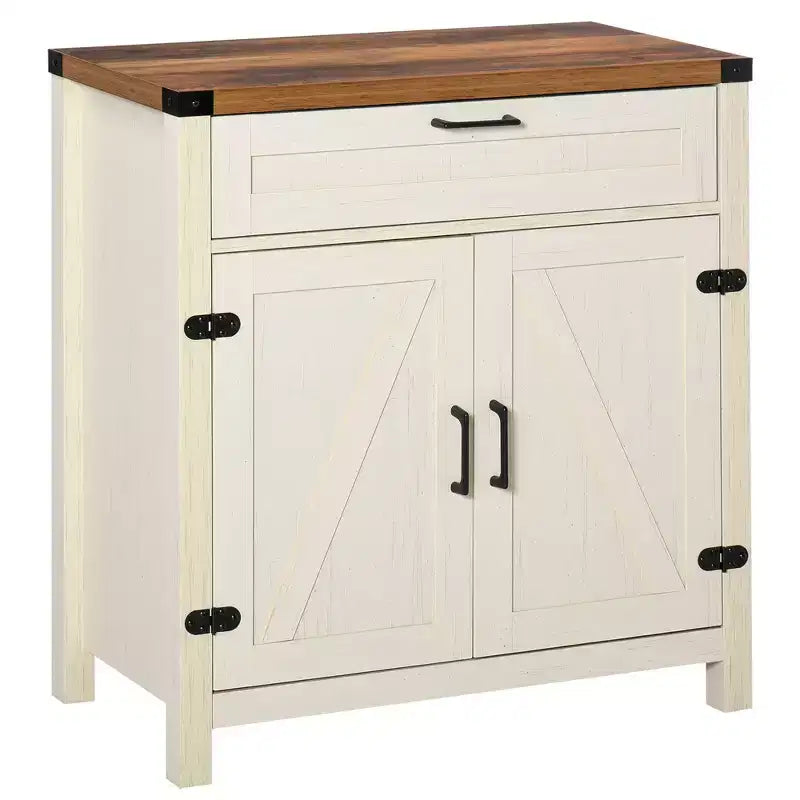 Buffet de salle à manger avec tiroir de rangement, meuble de cuisine de style ferme moderne avec 2 portes coulissantes, meuble de bar à café