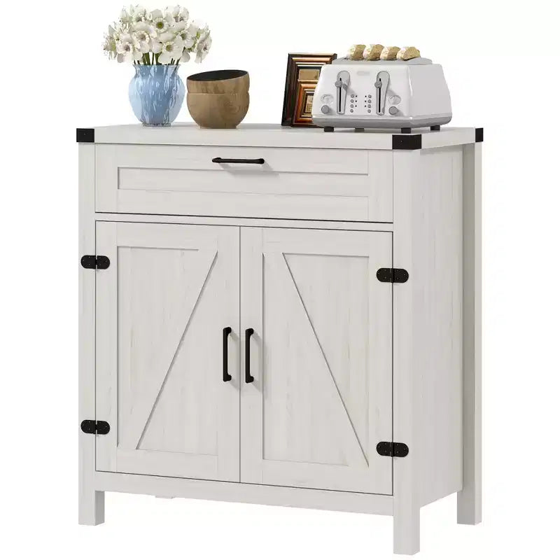 Buffet de salle à manger avec tiroir de rangement, meuble de cuisine de style ferme moderne avec 2 portes coulissantes, meuble de bar à café