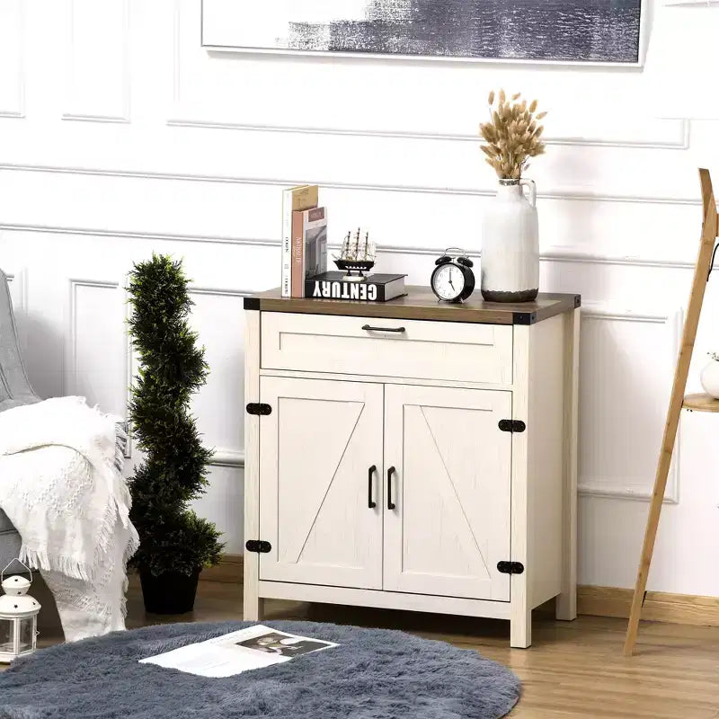 Buffet de salle à manger avec tiroir de rangement, meuble de cuisine de style ferme moderne avec 2 portes coulissantes, meuble de bar à café