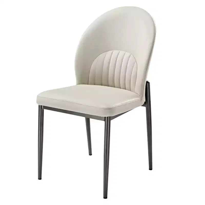 EUREKA ERGONOMIC,Modern Minimalist Leather Dining Chair Set of 2, 17.91W x 23.23D x 34.25H,Off-White