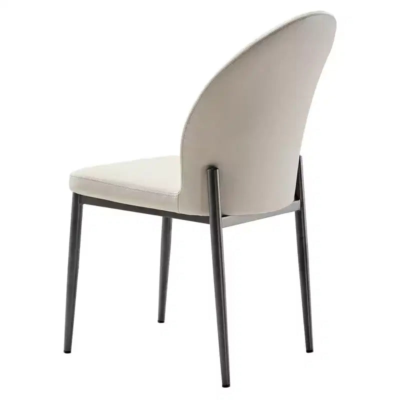 Chaise de salle à manger moderne minimaliste en cuir, 17.91L x 23.23P x 34.25H, blanc cassé