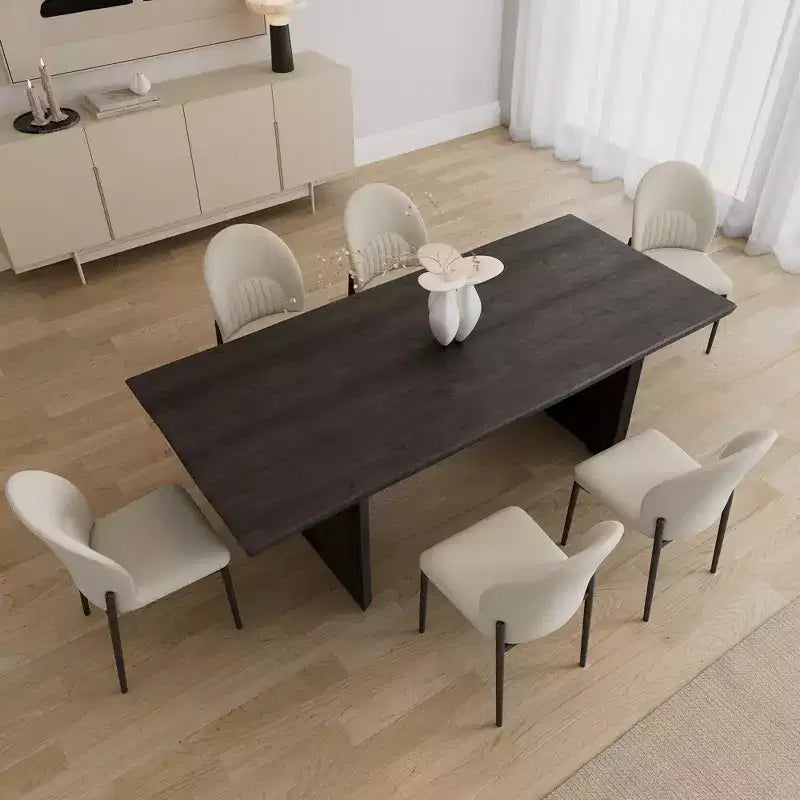 Chaise de salle à manger moderne minimaliste en cuir, 17.91L x 23.23P x 34.25H, blanc cassé