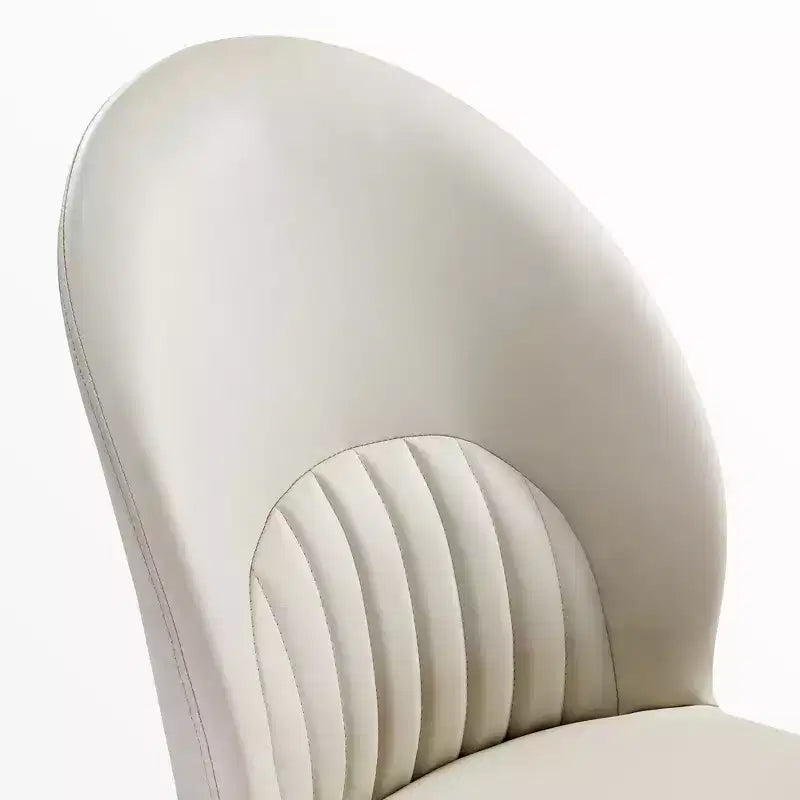 Chaise de salle à manger moderne minimaliste en cuir, 17.91L x 23.23P x 34.25H, blanc cassé