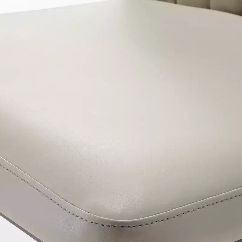 Chaise de salle à manger moderne minimaliste en cuir, 17.91L x 23.23P x 34.25H, blanc cassé