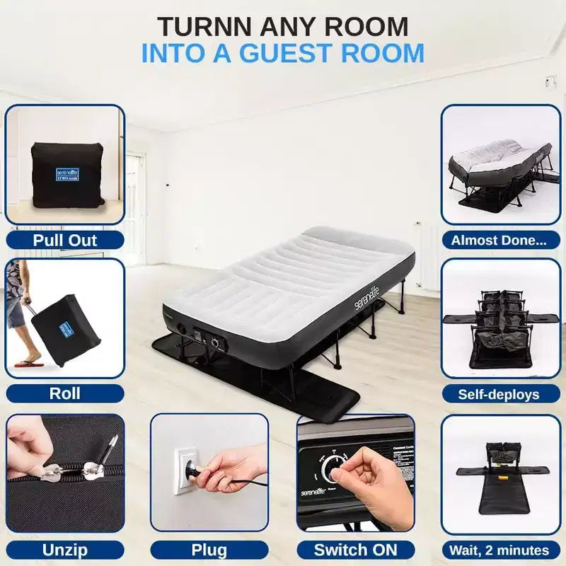 Lit d'appoint gonflable Luxe Series EZ Bed – Matelas pneumatique une place avec cadre