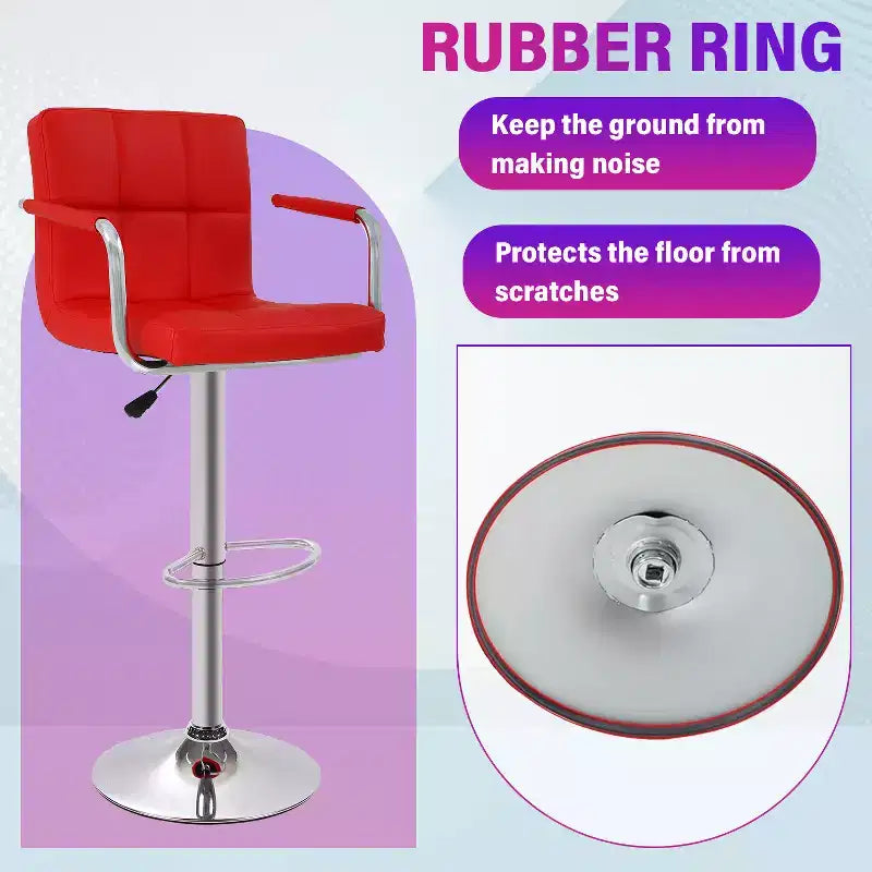 Tabourets de bar réglables en hauteur avec accoudoirs, siège en cuir PU et base chromée, chaises de bar tabourets de pub pour la maison et l'utilisation commerciale
