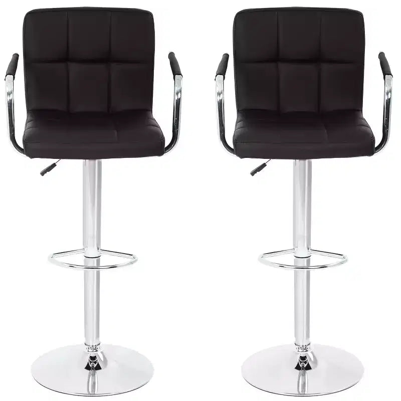 Tabourets de bar réglables en hauteur avec accoudoirs, siège en cuir PU et base chromée, chaises de bar tabourets de pub pour la maison et l'utilisation commerciale
