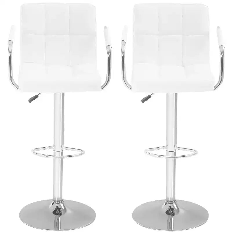 Tabourets de bar réglables en hauteur avec accoudoirs, siège en cuir PU et base chromée, chaises de bar tabourets de pub pour la maison et l'utilisation commerciale