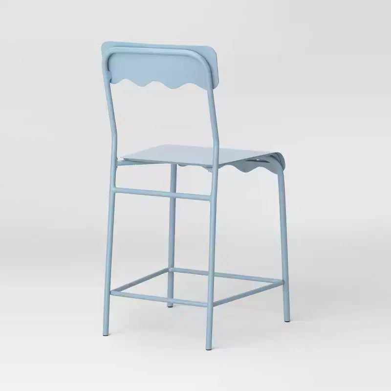 Tabouret de bar en métal ondulé de 24 po de hauteur de comptoir avec repose-pieds