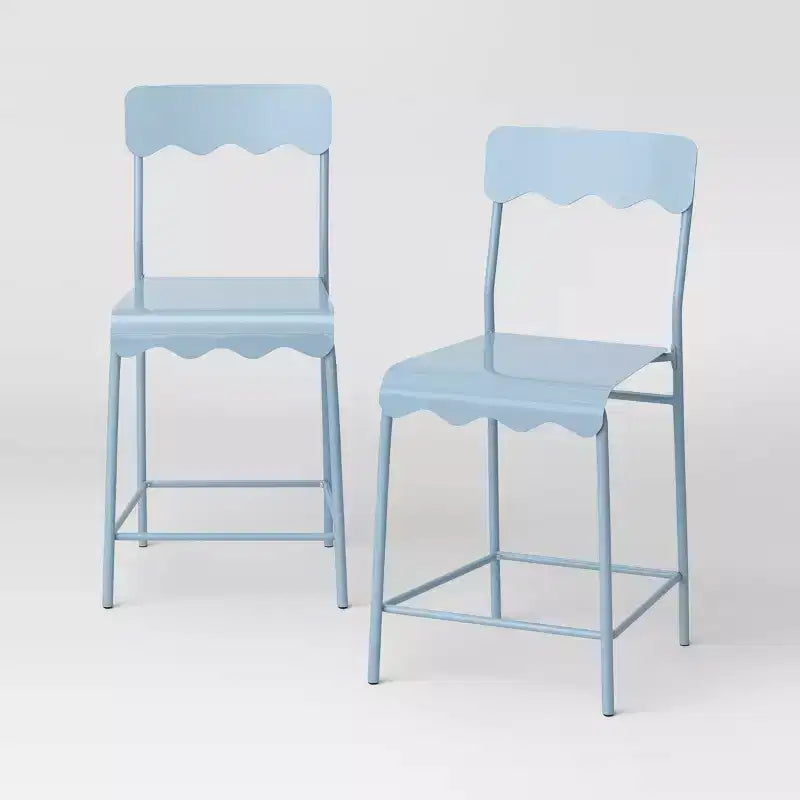 Set of 2 24 Wavy Metal Counter Height Barstool with Footrest - Room Essentials