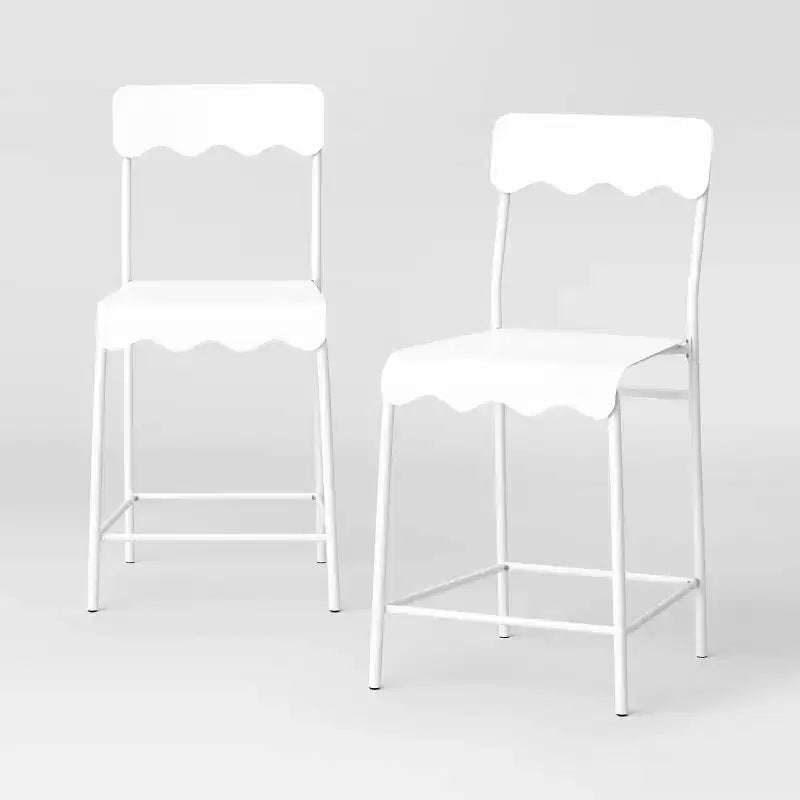 Tabouret de bar en métal ondulé de 24 po de hauteur de comptoir avec repose-pieds